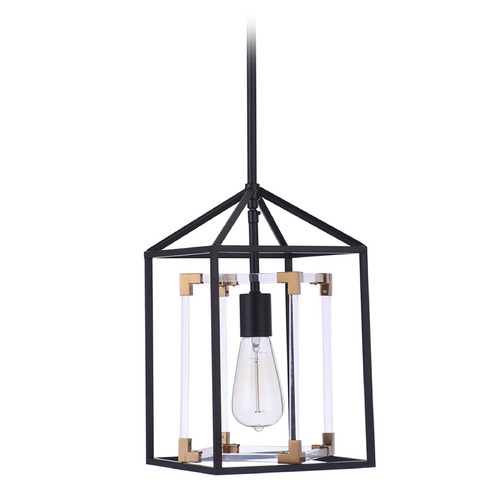 Craftmade Lighting Aaron Flat Black & Satin Brass Mini Pendant by Craftmade Lighting P985FBSB1