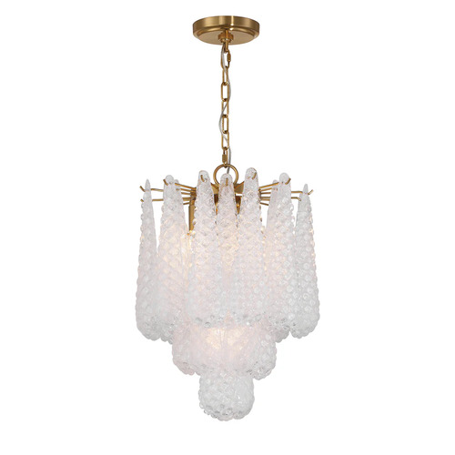 Ollie 4-Light Pendant in Aged Brass & Clear by Crystorama Lighting