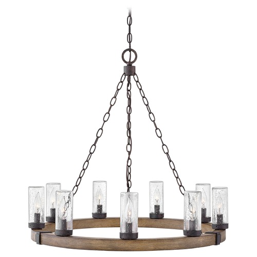 Sawyer 9-Light Sequoia & Iron Rust Outdoor Chandelier by Hinkley Lighting