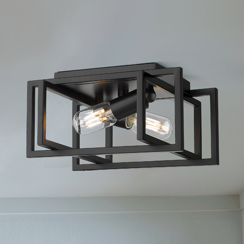 Golden Lighting Tribeca Black Flush Mount by Golden Lighting 6070-FMBLK-BLK