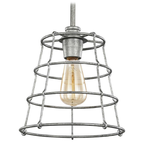 Progress Lighting Chambers Galvanized Mini-Pendant Light with Conical Shade
