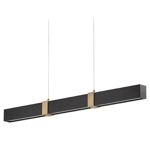 Decca 36-Inch LED Linear Pendant in Oak & Brass by Oxygen Lighting