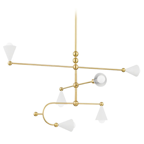 Mitzi Ashleigh Aged Brass Ceramic White Chandelier
