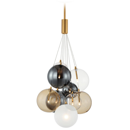 Et2 Burst Gold LED Multi-Light Pendant with Globe Shade