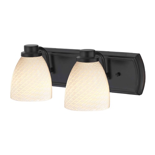 2-Light Bath Bar in Bronze with White Art Glass