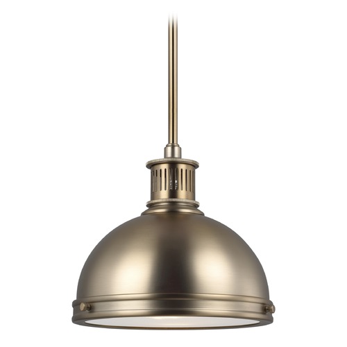 Pratt Street 9.50-Inch Pendant in Satin Brass by Generation Lighting
