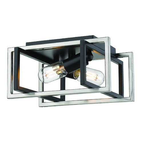 Golden Lighting Tribeca Black Flush Mount by Golden Lighting 6070-FMBLK-PW