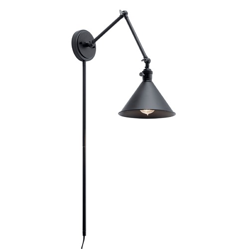 Kichler Lighting Ellerbeck Black Swing Arm Convertible Wall Lamp by Kichler Lighting 43115BK