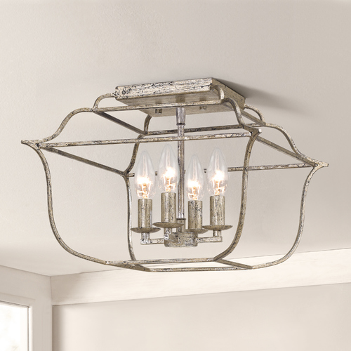 Quoizel Lighting Gallery Century Silver Leaf 4-Light Semi-Flush by Quoizel Lighting GLY1714CS