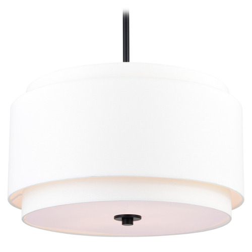 Vaxcel Lighting Burnaby Black Pendant Light with Drum Shade