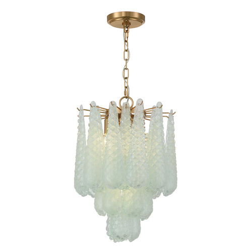 Crystorama Lighting Ollie 4-Light Pendant in Aged Brass & Green by Crystorama Lighting OLL-6004-AG-GR