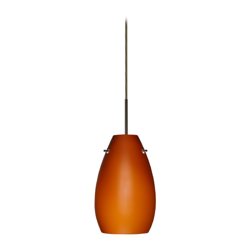 Modern Pendant Light Amber Glass Bronze by Besa Lighting