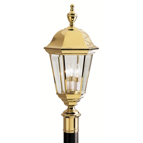 Kichler Lighting Kichler Post Light with White Glass in Polished Brass Finish 9989PB