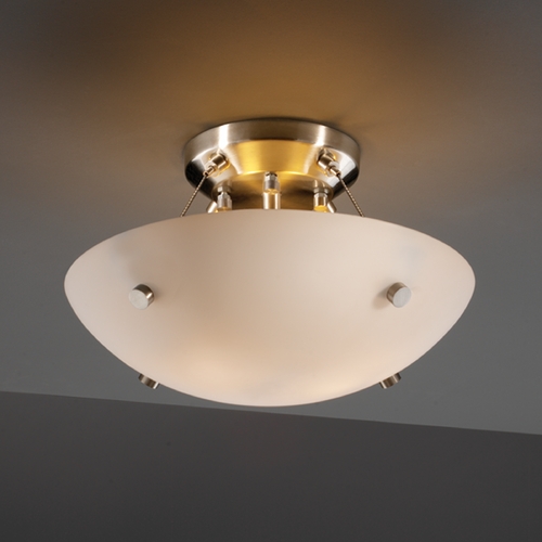 Justice Design Group Justice Design Group Fusion Collection Semi-Flushmount Light FSN-9650-35-OPAL-NCKL-F1