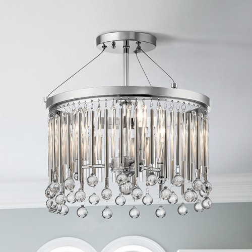 Piper 15-Inch Chrome Crystal Semi-Flush Mount by Kichler Lighting