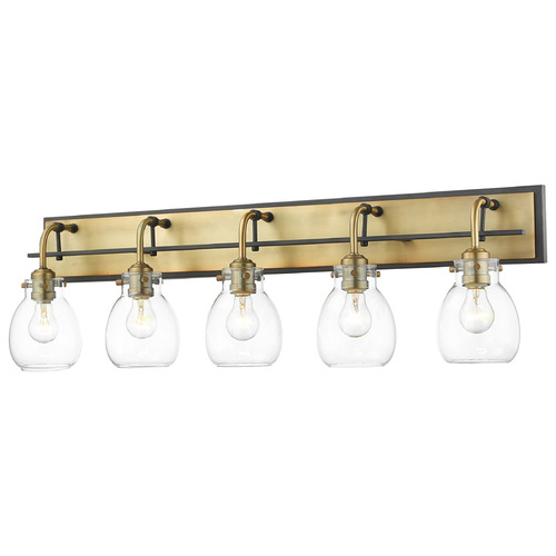 Z-Lite Kraken Matte Black & Olde Brass Bathroom Light by Z-Lite 466-5V-MB-OBR