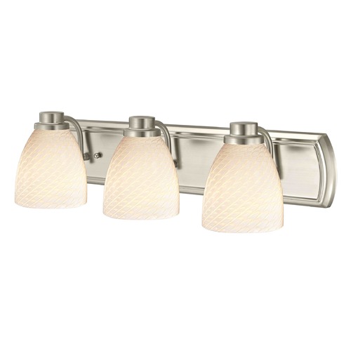 Design Classics Lighting 3-Light Bath Wall Light in Satin Nickel with White Art Glass 1203-09 GL1020MB