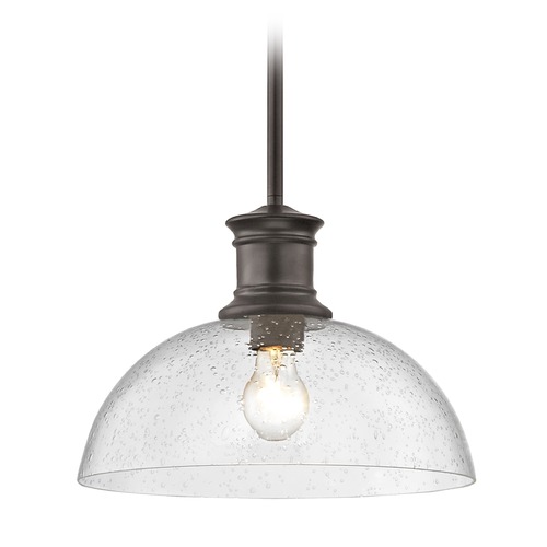 Design Classics Lighting Industrial Seeded Glass Pendant Light Bronze 13-Inch Wide 1761-220 G1785-CS