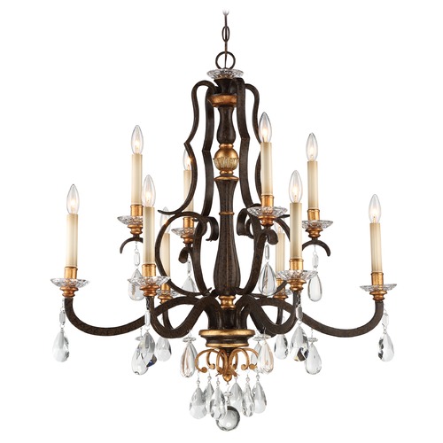 Metropolitan Lighting Chateau Nobles Raven Bronze with Sunburst Gold Crystal Chandelier N6459-652