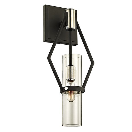 Troy Lighting Raef Textured Black & Polish Nickel Sconce by Troy Lighting B6321-TBK/PN