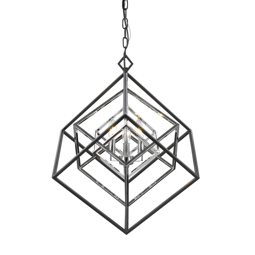 Z-Lite Euclid Chrome & Matte Black Pendant by Z-Lite 457-3CH-MB