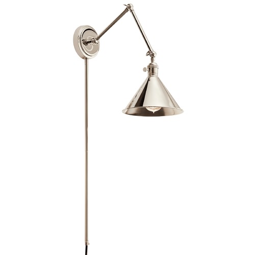 Kichler Lighting Ellerbeck Polished Nickel Swing Arm Convertible Wall Lamp by Kichler Lighting 43115PN