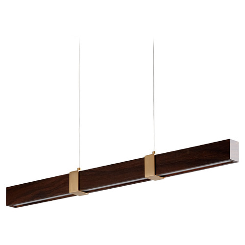 Decca 36-Inch LED Linear Pendant in Walnut & Brass by Oxygen Lighting