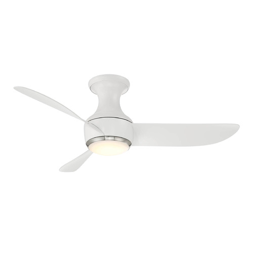 Modern Forms Corona Brushed Nickel & Matte White LED Ceiling Fan with Light