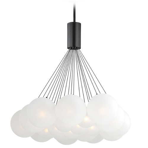 Et2 Burst Black LED Multi-Light Pendant with Globe Shade