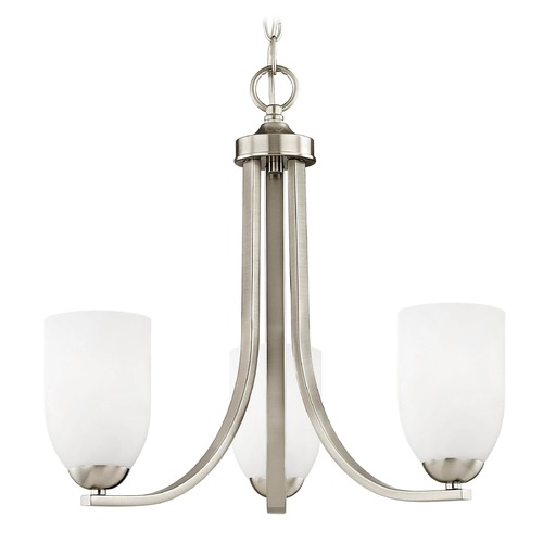 Dalton 3-Light Chandelier in Satin Nickel with Satin White Dome Glass