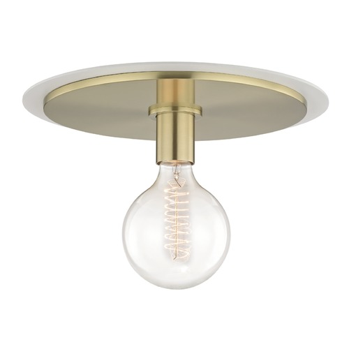 Mitzi by Hudson Valley Milo Flush Mount in Brass & White by Mitzi by Hudson Valley H137501L-AGB/WH