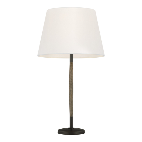 ED Ellen-DeGeneres Ferrelli Weathered Oak Wood & Aged Pewter LED Table Lamp by Visual Comfort Studio
