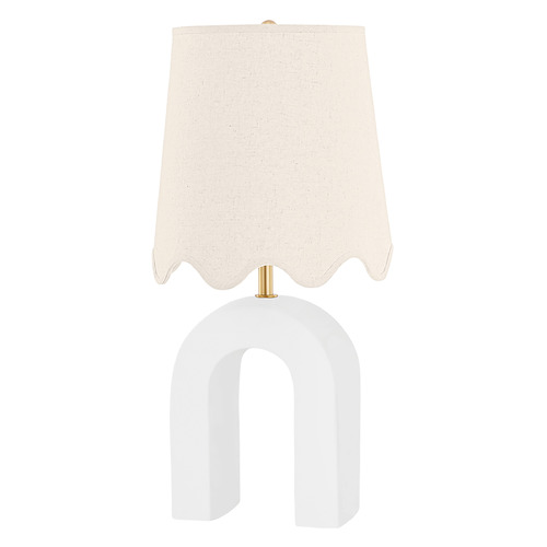 Mitzi by Hudson Valley Mitzi Chloe Aged Brass Ceramic Whitewash Sconce HL685201-AGB/CMW