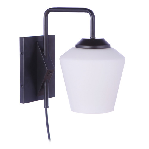 Craftmade Lighting Rive Flat Black Plug and Cord Wall Lamp by Craftmade Lighting 56761P-FB