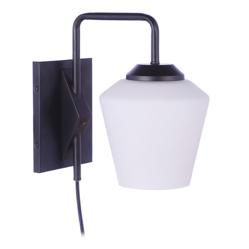 Rive Flat Black Plug and Cord Wall Lamp by Craftmade Lighting