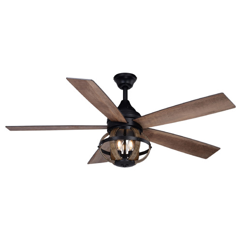Vaxcel Lighting Huron Black & Burnished Teak LED Ceiling Fan with Light