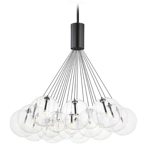 Et2 Burst Black LED Multi-Light Pendant with Globe Shade