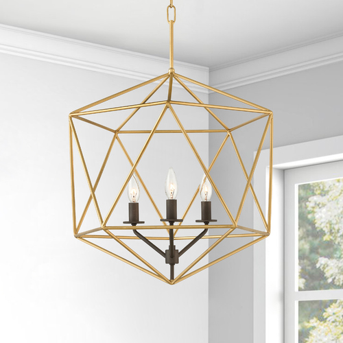 Hinkley Astrid 3-Light Chandelier in Deluxe Gold & Metallic Matte Bronze by Hinkley Lighting 3023DG