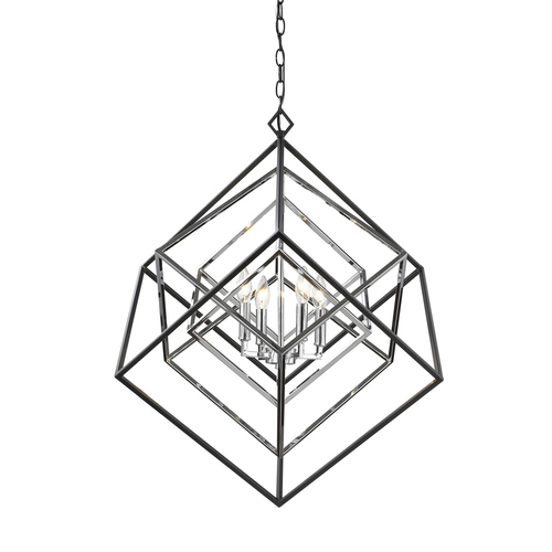 Z-Lite Euclid Chrome & Matte Black Pendant by Z-Lite 457-4CH-MB