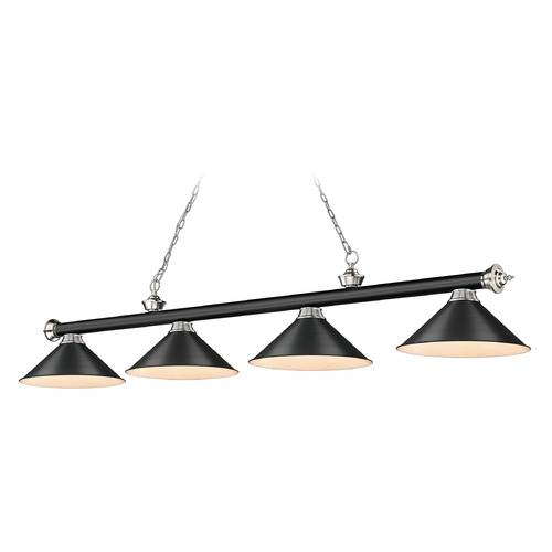 Z-Lite Cordon Matte Black & Brushed Nickel Billiard Light by Z-Lite 2306-4MB-BN-MB15