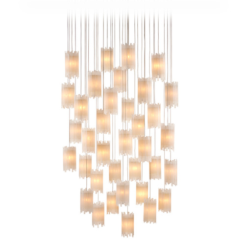 Currey and Company Lighting Currey and Company Escenia Silver Multi-Light Pendant with Cylindrical Shade 9000-0887