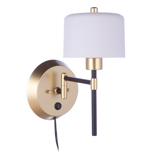 Wentworth Flat Black & Sunset Gold Plug and Cord Wall Lamp by Craftmade Lighting