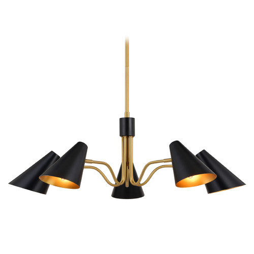 Vaxcel Lighting Pryce Matte Black & Satin Brass Chandelier