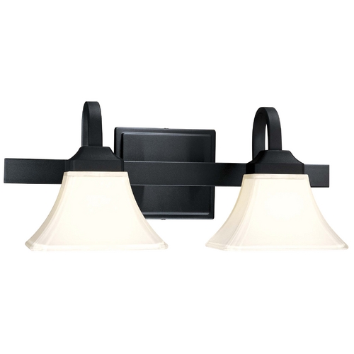 Modern Bathroom Light with White Glass in Black by Minka Lavery