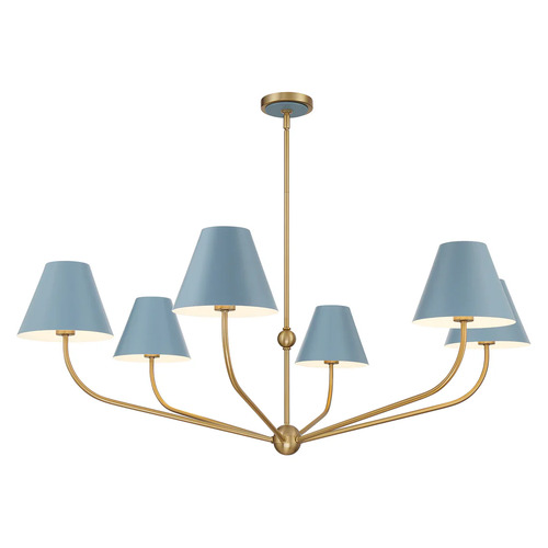 Crystorama Lighting Xavier 6-Light Chandelier in Gold & Blue by Crystorama Lighting XAV-B9319-VG-BL