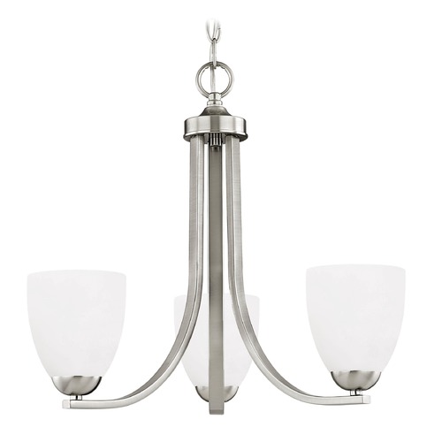 Dalton 3-Light Chandelier in Satin Nickel with White Modern Bell Glass