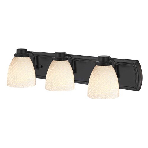 3-Light Vanity Light in Bronze with White Art Glass