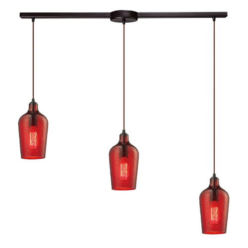 Elk Lighting Multi-Light Pendant Light with Red Glass and 3-Lights 10331/3L-HRD