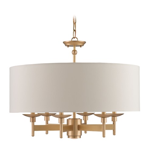 Bering Chandelier in Antique Brass with Eggshell Shade by Currey & Co
