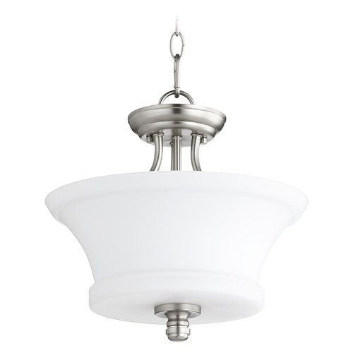 Quorum Lighting Rossington Satin Nickel Pendant with Bell Shade by Quorum Lighting 2922-13-65